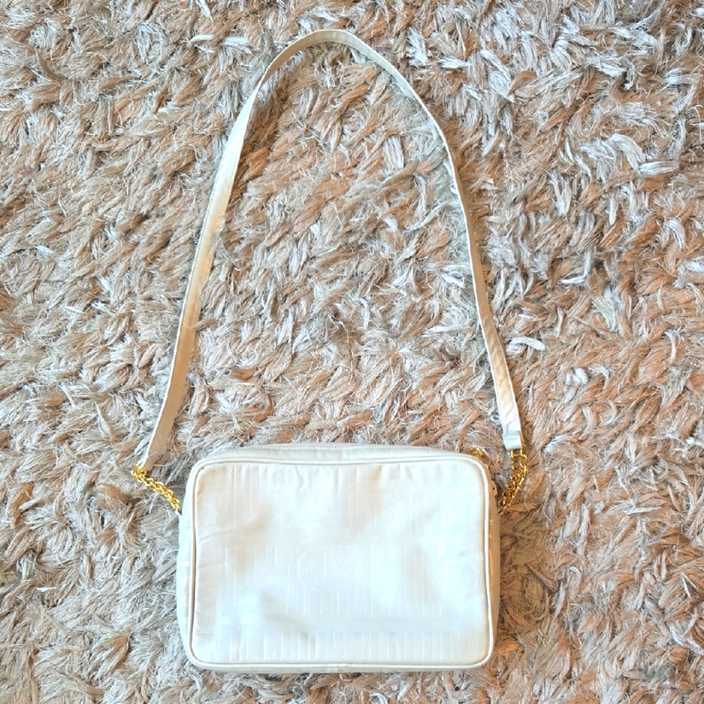 Vintage Due Fratelli Off White Leather Shoulder Bag